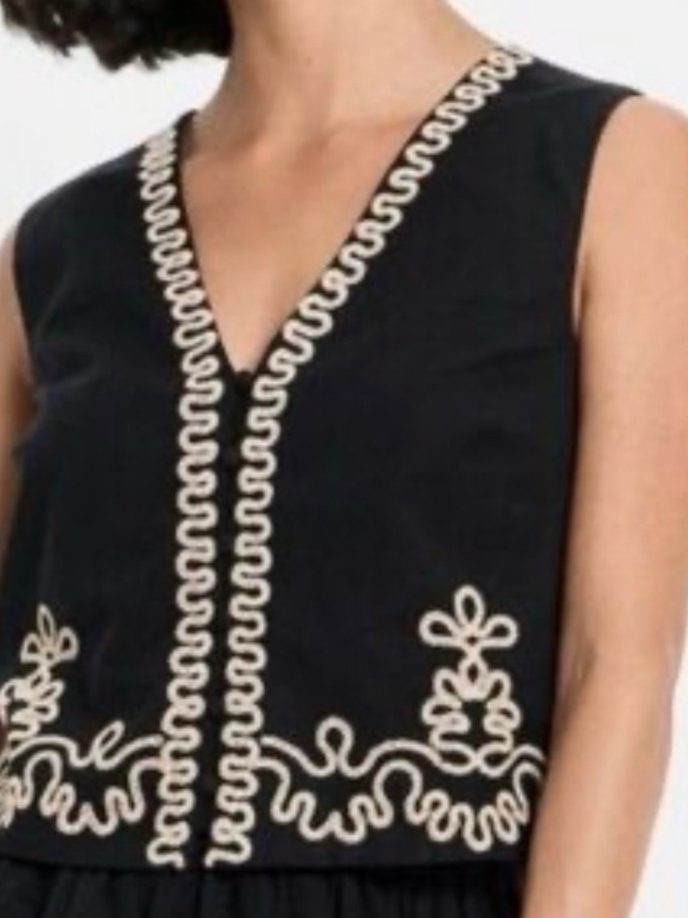 5/$25 Future Collective Sleeveless Blouse with Cream Embroidery